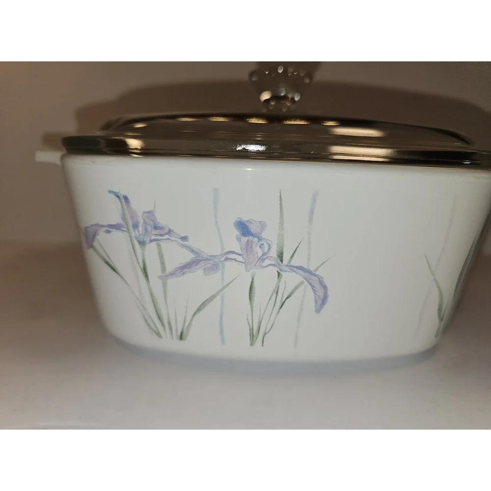 Corning Ware SHADOW IRIS A-1 1/2-B Casserole Dish 1 1/2 Liter Pyrex Lid Chip🇺🇸